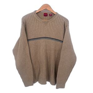 Arrow Rib Knitted Crewneck Sweater 100% Cotton Fisherman Cabin Core Sz LG